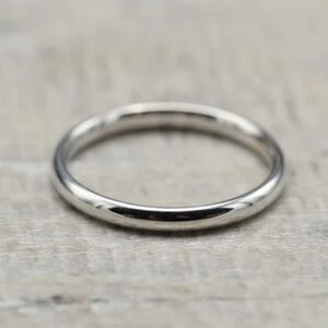 2mm Tungsten Carbide Silver Wedding Band Ring stackable minimal